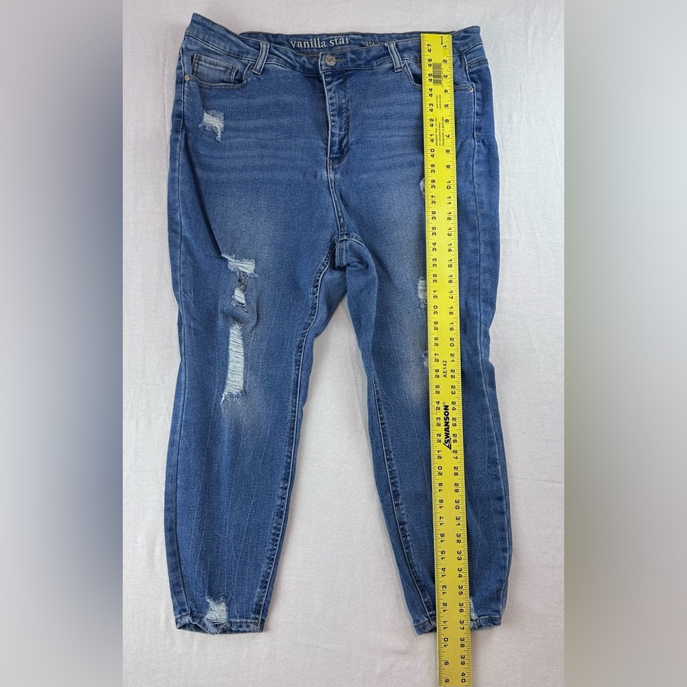 Vanilla Starโ Women's Distressed Blue Jeans - Picture 8 of 14